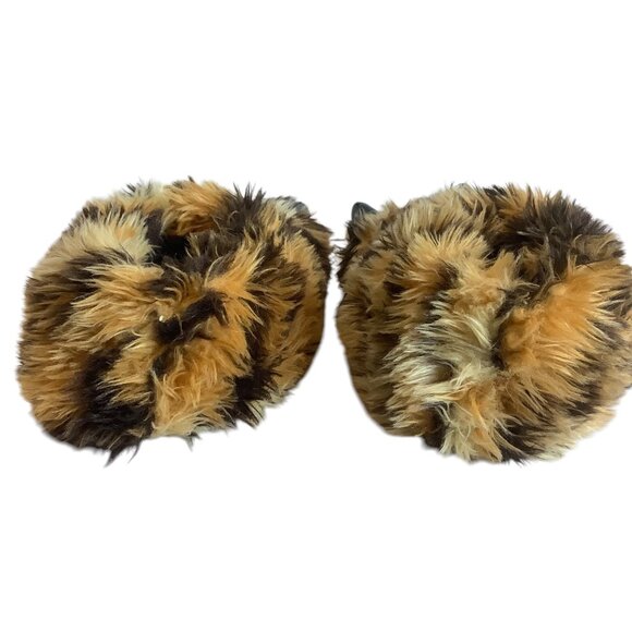 Fuzzy Tiger Claw Paw Slippers Feetmoji Kid Size XL 5/6 Plush Animal Faux Fur - Picture 3 of 5